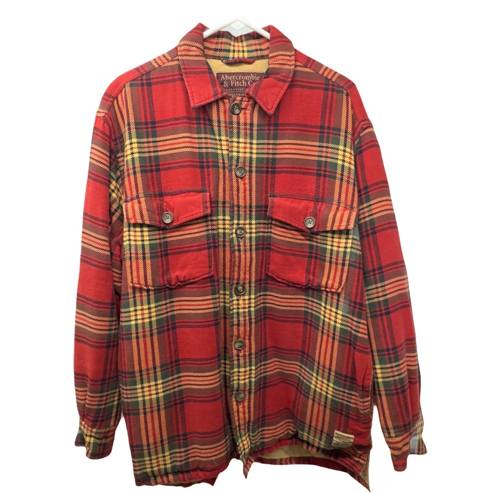 Vintage Abercrombie & Fitch heavy red plaid flannel jacket slacket small men’s